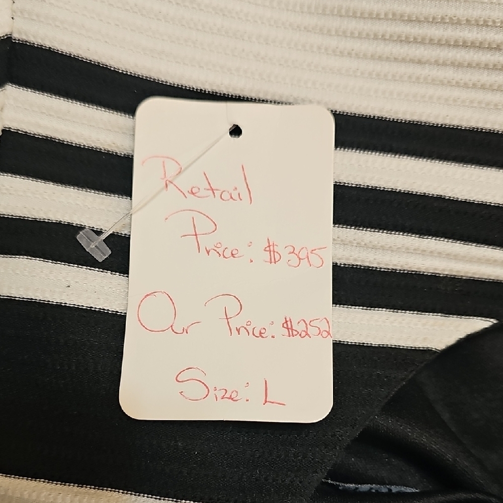 Badgley Mischka Black and White Striped Blouse - Picture 11 of 11
